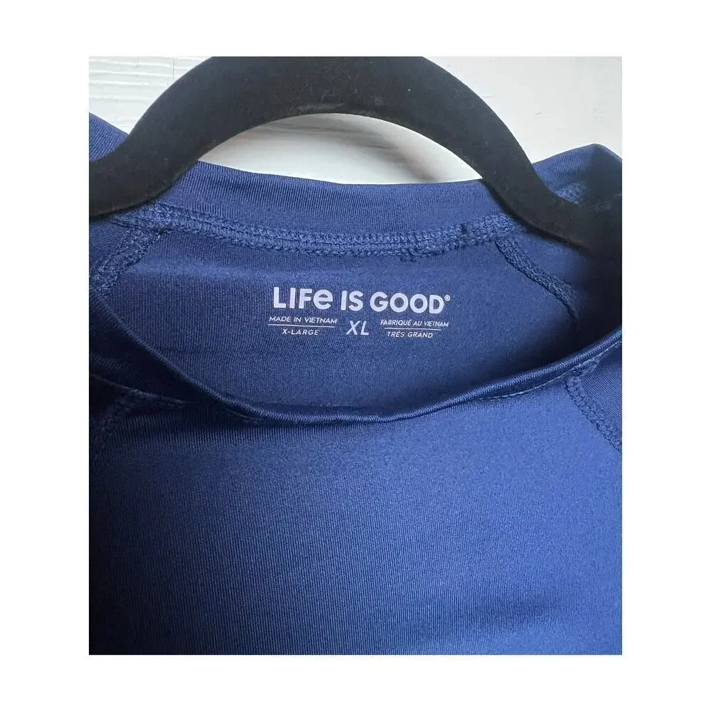 Life is Good Sun Shirt Kids Navy Long Sleeve Stretch UPF 50 Unisex Size XL